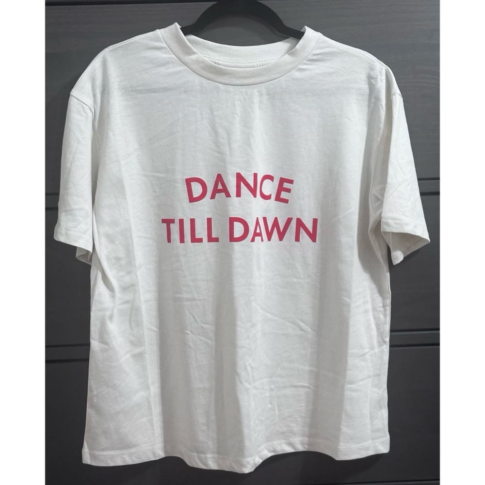 kate spade White Tee with Pink "Dance Till Dawn" Print